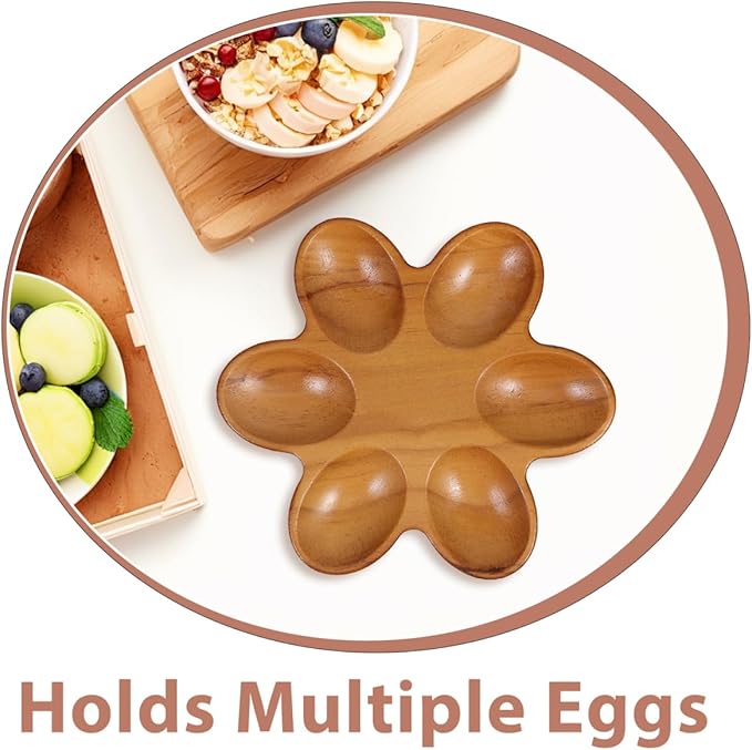 VOSAREA Wooden Egg Tray Wood Deviled Egg Platter Wood Serving Dish Platter for Kitchen Storage Elegant for Countertop and Fridge Use