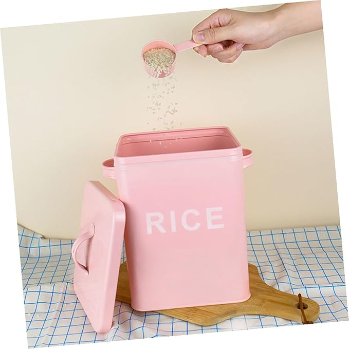 Pet Food Storage Bucket Large Capacity Sealed Iron Food Sealing Container with Measuring Cup for Dog Household Grain Storage