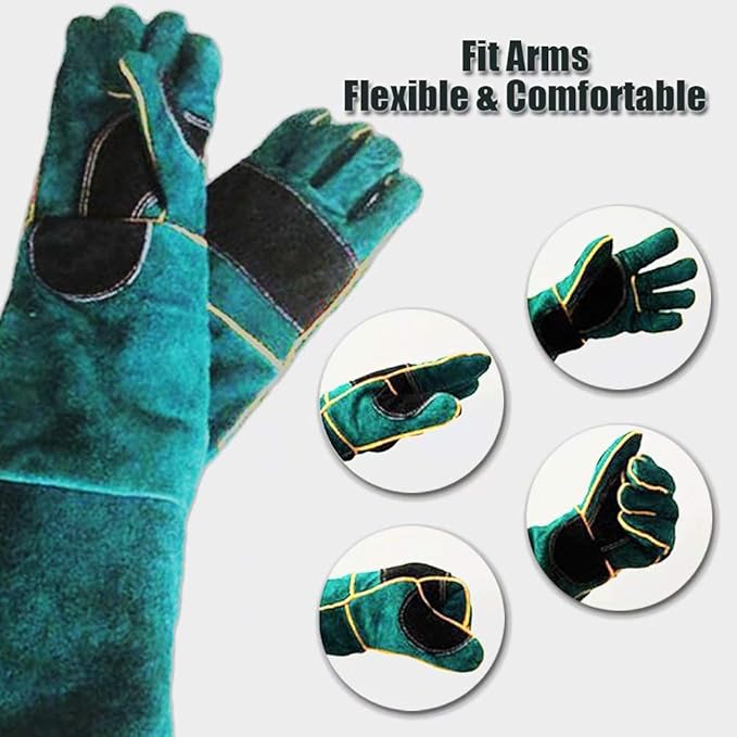 YBB Animal Handling Anti-bite/Scratch Gloves for Dog Cat Bird Parrot Pet (Green)