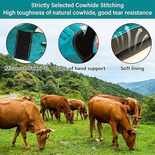 Animal Handing Gloves Bite Proof,Leather Welding Gloves,Multipurpose Puncture Proof Glove for Dog,Cat,Reptile,Snake