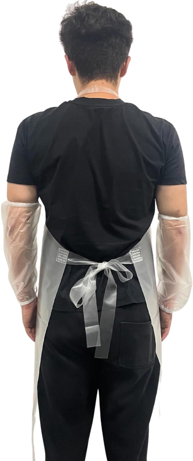 ELEBOX Waterproof Oil Proof Bib Apron Utility Apron Chemical Resistant Apron with Sleeve Work Apron Ultra Lightweight