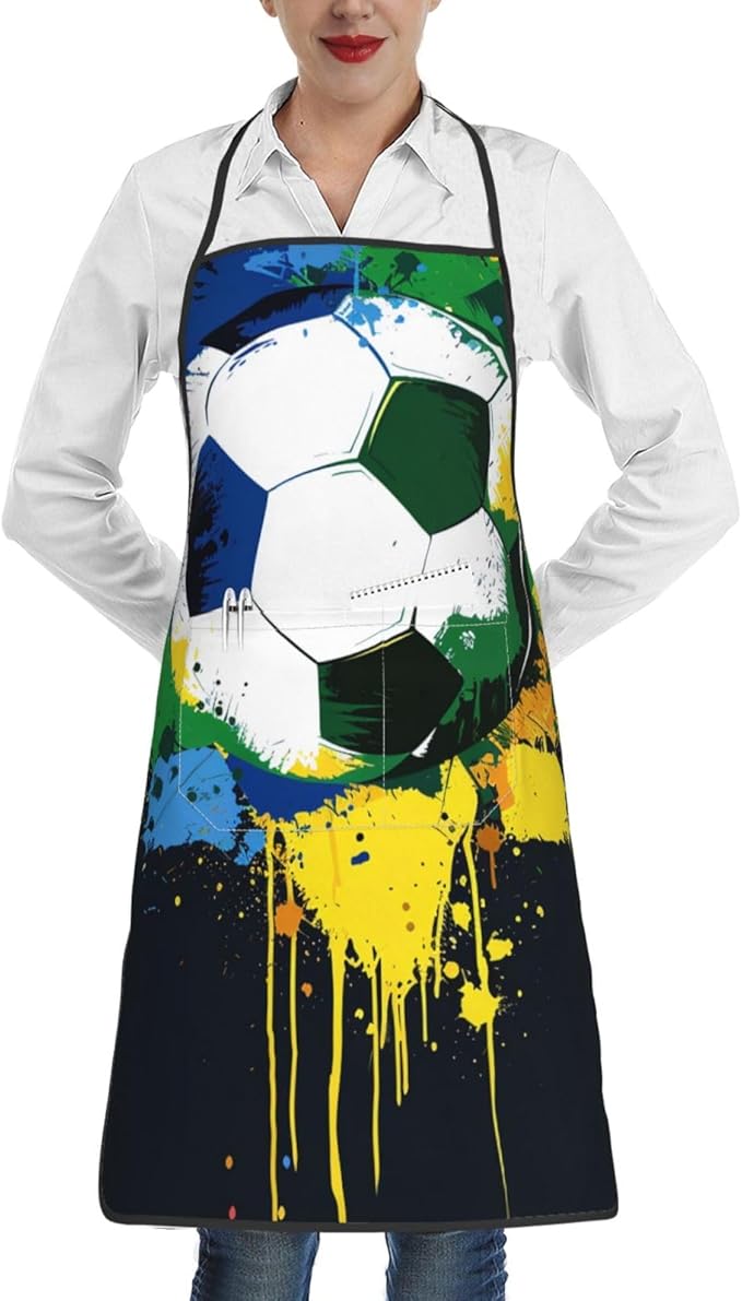 Cute Colorful Dog Paw Printed Unisex Bib Aprons BBQ Cooking Kitchen Aprons for Women Men Chef