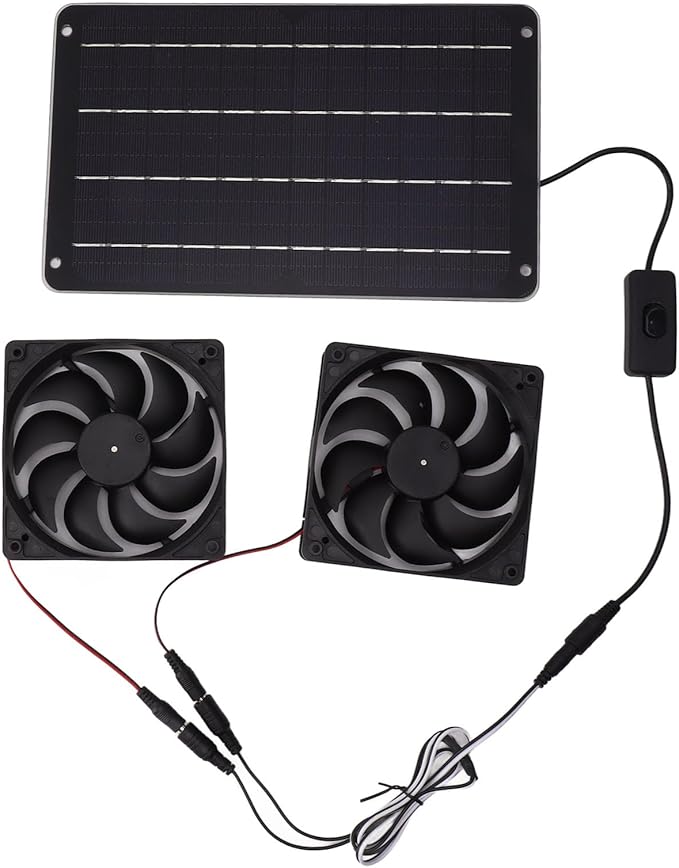 VINGVO Solar Fan, Solar Heater For Chicken Coop 20W Greenhouse Heater Solar Powered Solar Powered Exhaust Fan For Outside Chicken Coops, Greenhouses, Sheds