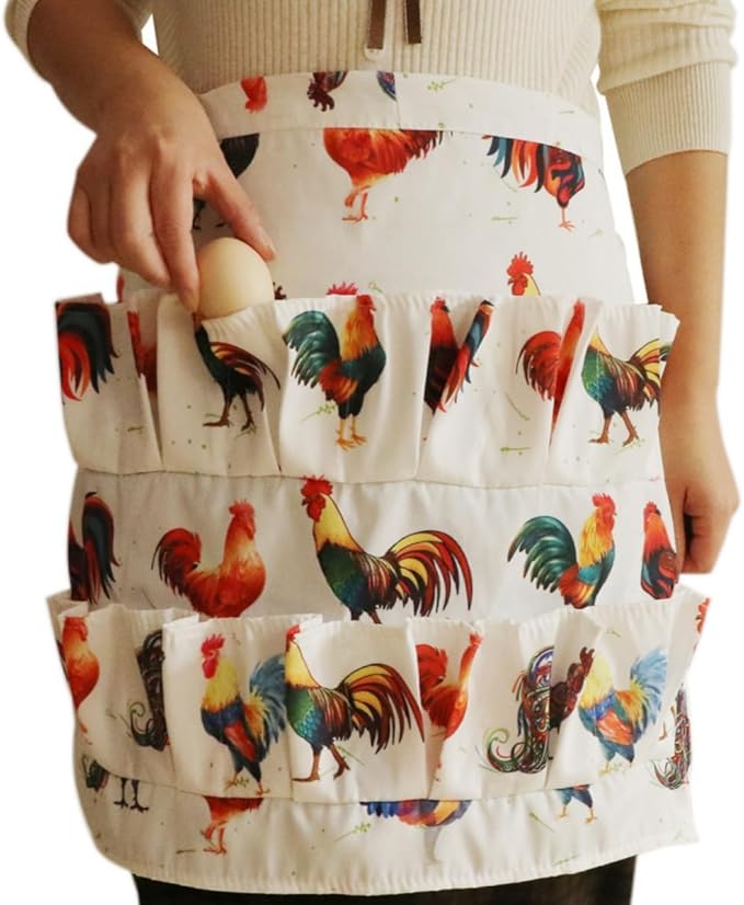 Egg Collecting Apron with 12 Deep Pockets - Perfect for Hen Duck and Goose Eggs | Farmhouse Kitchen Workwear