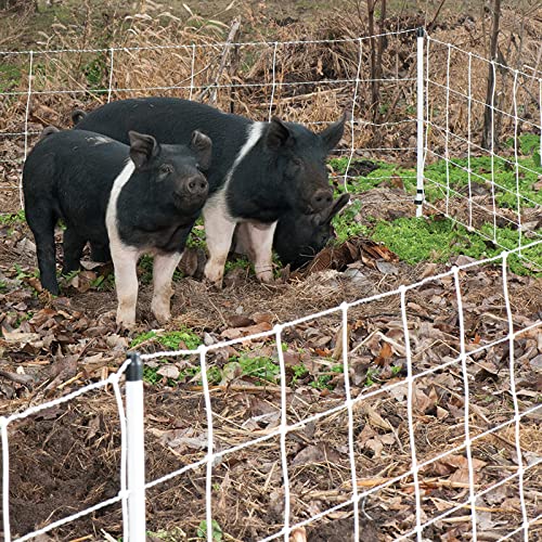 Premier 1 Pig QuikFence® Electric Netting | White/Black Single Spike High Visibility Fence – 30"H x 100'L