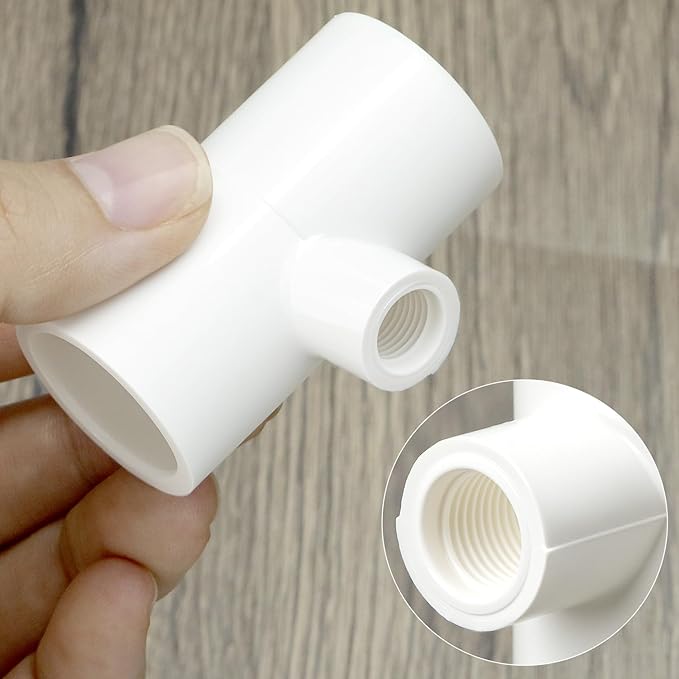 QWORK Chicken Waterer PVC Tee Fittings, 20 Pack PVC Pipe Fitting, Fully Automatic for Threaded Poultry Drinker, White
