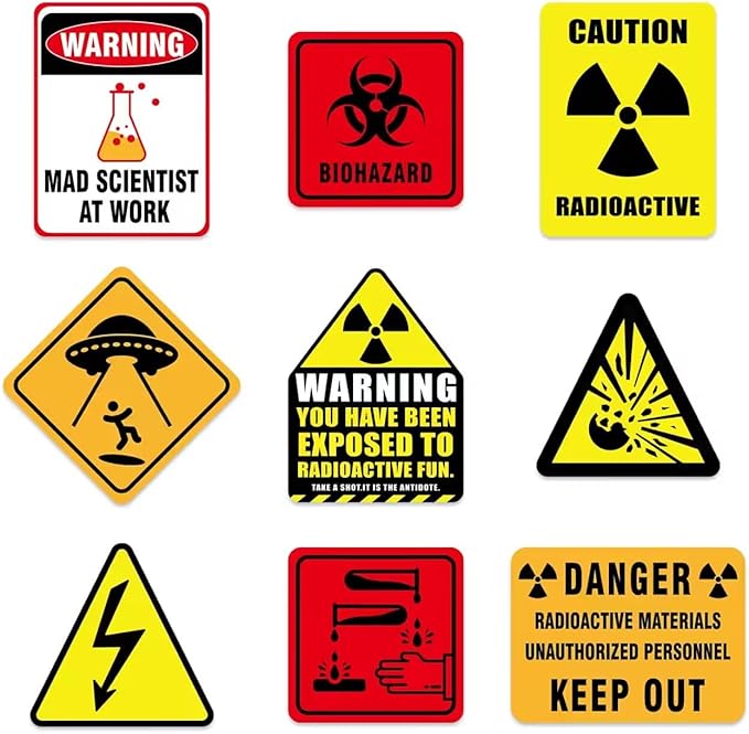 WERNNSAI Science Party Decorations - 9PCS Science Birthday Party Decorations for Boys Girls Chemistry Theme Birthday Party Mad Scientist Sign for Science Classroom Funny Laboratory Sign Decor on Door