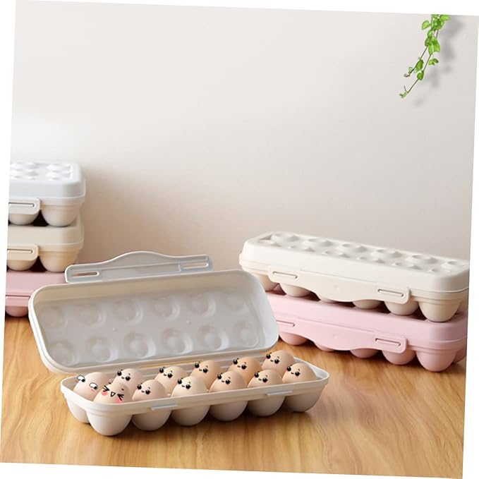 2Pcs Stackable Egg Storage Container Shatterproof Khaki Egg Holder for Refrigerator for Organizing Eggs and Maximizing Space Fridges