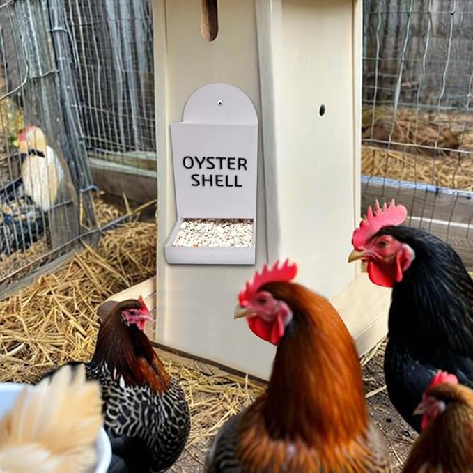 Chicken Oyster Shell and Grit Feeder, Hanging Chicken Feeder Trough, Oyster Shell Feeders for Chickens, Chicken Coop Accessories, Gravity Poultry Feeder, Automatic Chicken Feeders (Set B)