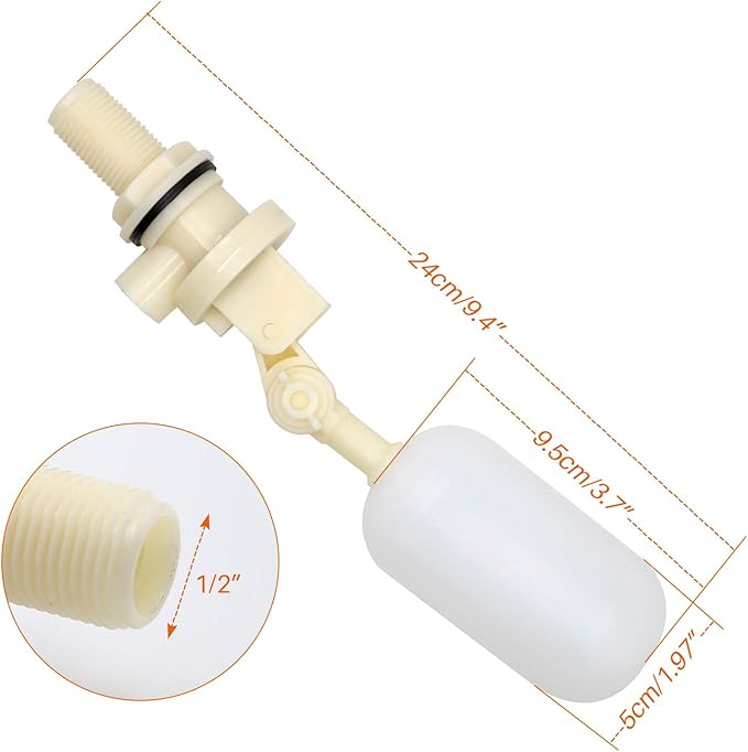 2 Pack Float Valve 1/2 Inch Water Float Ball Valve with Adjustable Arm Filter for Water Trough,Water Tank,Pool,Pond,Fountain,Automatic Waterer Bowl Dog Horse Goat Sheep Pig
