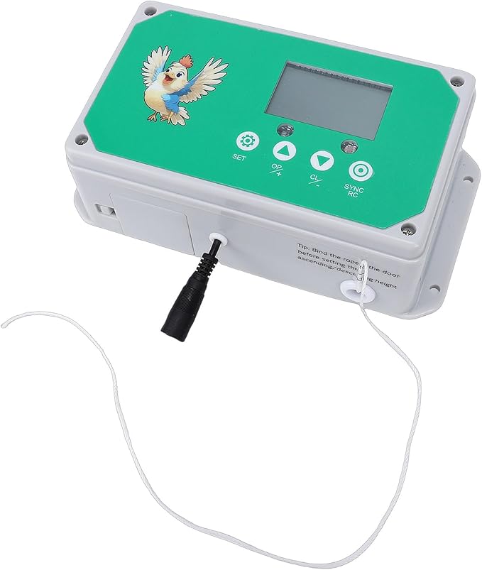 Automatic Chicken Coop Door Opener, Programmable Timer Remote Control IP44 LED Display for Poultry Farm Duck Goose with 50m Range (US Plug 100-240V)
