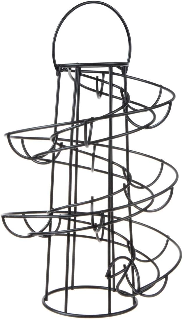 Egg Skelter Deluxe Modern Spiraling Dispenser Rack - Freestanding Wire Chicken Egg Storage Organizer Display Holder Basket for Countertop Kitchen,Black