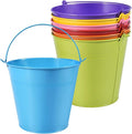 OBTANIM 7 Pack Colorful Metal Buckets with Handle Galvanized Ice Pails for Plants, Succulents, Party Favors Organizing, Rustic Home Decor or Classrooms Pencil Storage (7.1 x 5.2 inch)