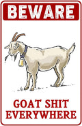 Beware Goat Shit Everywhere Sign Keep Goat The Close Signs Funny Metal Signs For Outside Goat Decor Goat House Sign Vintage Metal Tin Signs 8x12 Inch
