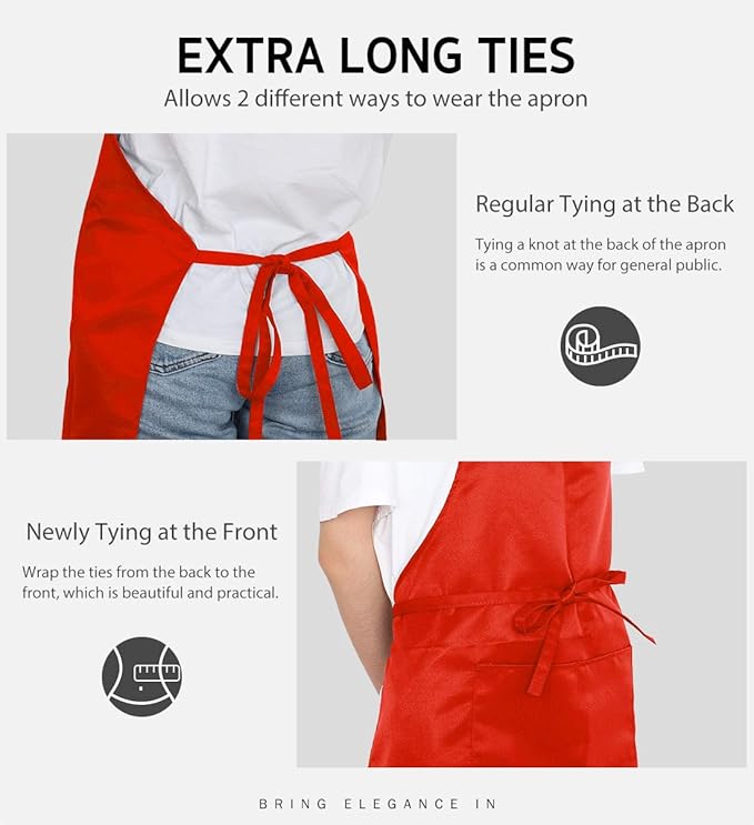 Syntus Adjustable Bib Apron with 2 Pockets Cooking Kitchen Aprons for Women Men Chef