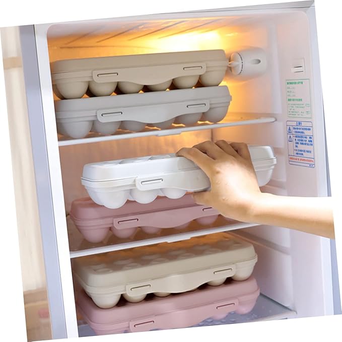 COHEALI Stackable Egg Storage Container 12 Grids Egg Holder for Refrigerator Sturdy Shatterproof Tray Box Practical Kitchen Organizer
