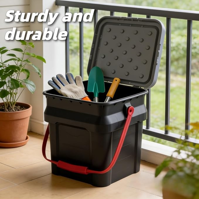 5 Gallon Heavy-Duty Plastic Bucket Tote – Black Multi-Use Storage Container, Reinforced Handle, Sturdy Load-Bearing, Deformation-Resistant, Ideal for Adult Household/Garage Organization