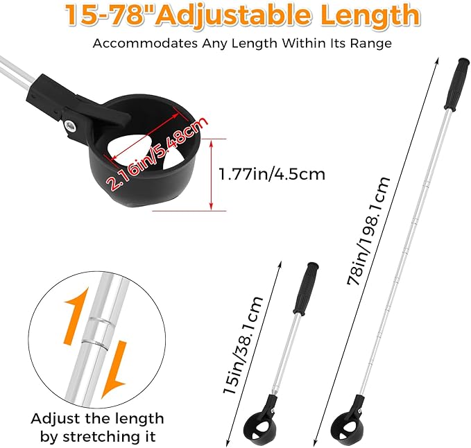 Egg Grabber for Chicken Eggs – Extendable Egg Picker Tool with Anti-Slip Handle, 15–78" Long Grabber Reacher Tool for Picking Eggs from Coop, Poultry Nest, and Farm Use