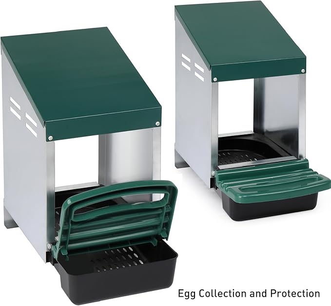 Chicken Nesting Boxes for Laying Eggs,Single Compartment Roll Out Nesting Box Plastic Heavy Duty Chicken Coop with Swing Perch,Hanging Chicken Cage Rolling Egg Collection for Hens, Ducks,Green