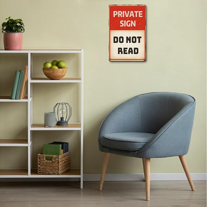 Private Sign Do Not Read Funny Aluminium Plate Signs Novelty Vintage Plaque Room Wall Decor Bathroom Bar Cafe Garage Farmhouse Decor Humorous Warn Sign Wall Art Decorations 8 X 12 Inch Metal Signs