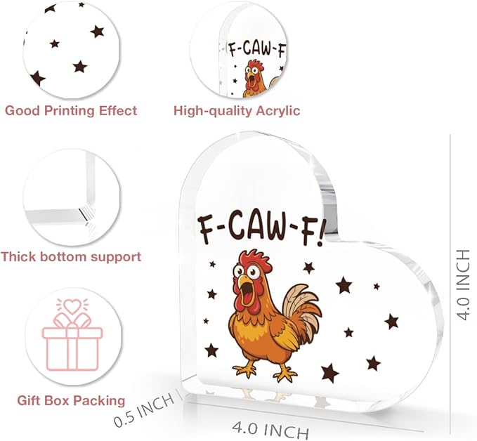 Funny Ornaments for Adults, Screaming F-Caw-F Chicken Ornaments Acrylic Decorations, Funny White Elephant Gag Gifts,Unique for Adults,Women,Chicken Gifts for Lovers