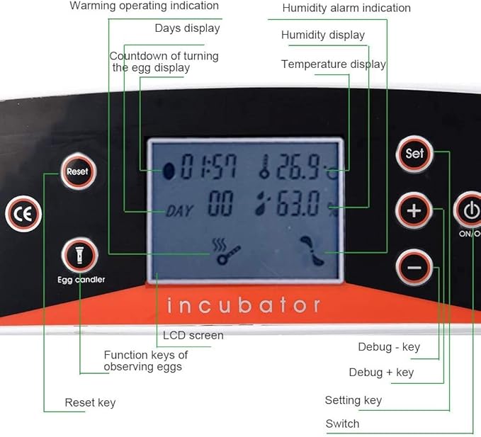 32 Digital Eggs Incubators Automatic Turning Poultry Hatcher with Egg Candler Humidity Temperature Control for Chickens Ducks Goose Quails