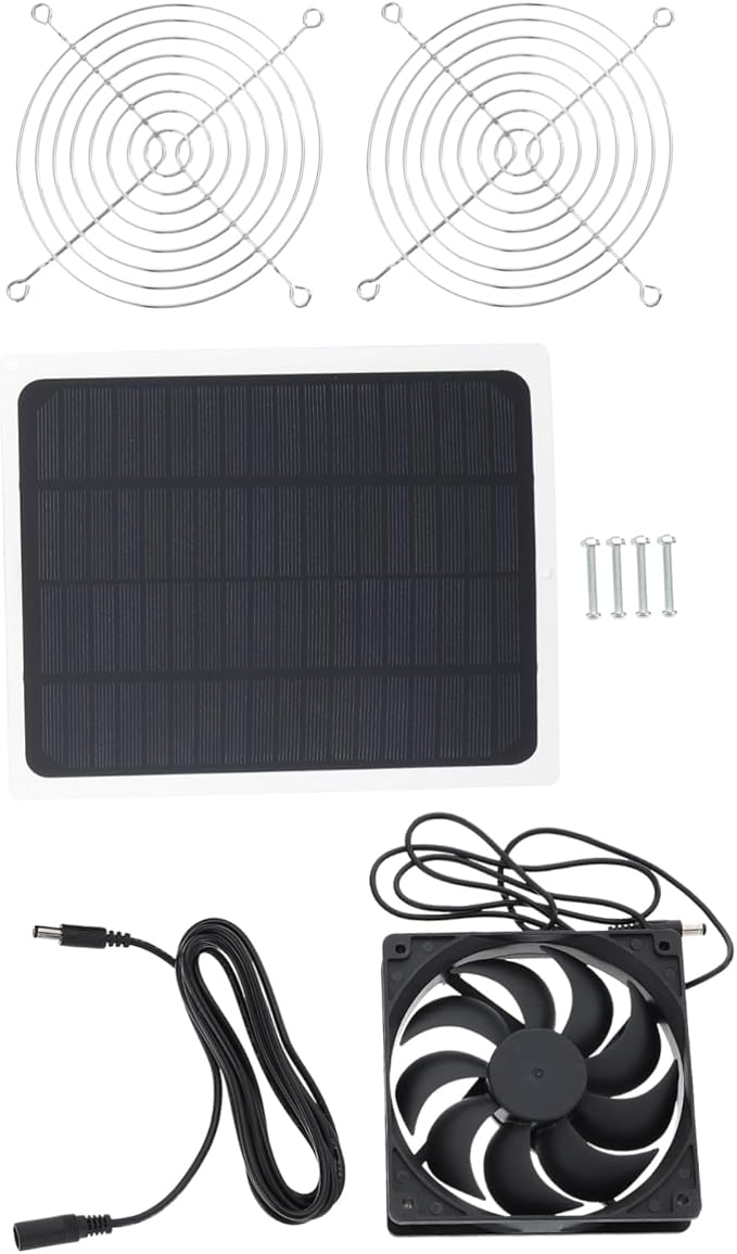ibasenice 1set Solar Panel Chicken Coop Fan Small Exhaust Fan for and Greenhouse Cooling Easy to Install for Aeration