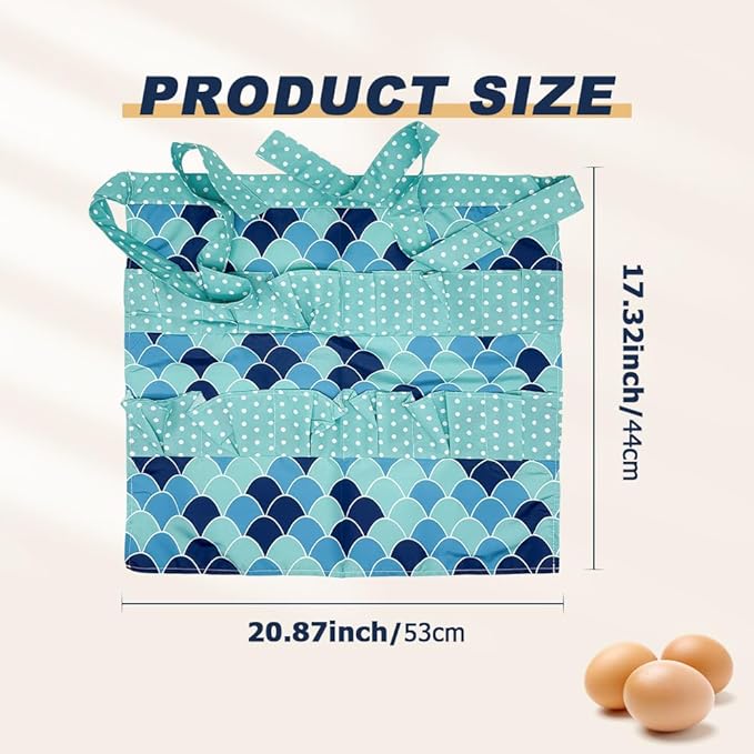 Egg Apron, Egg Collecting Apron with 12 Pockets for Fresh Eggs - Gathering Eggs from Chickens, Ducks, and Geese