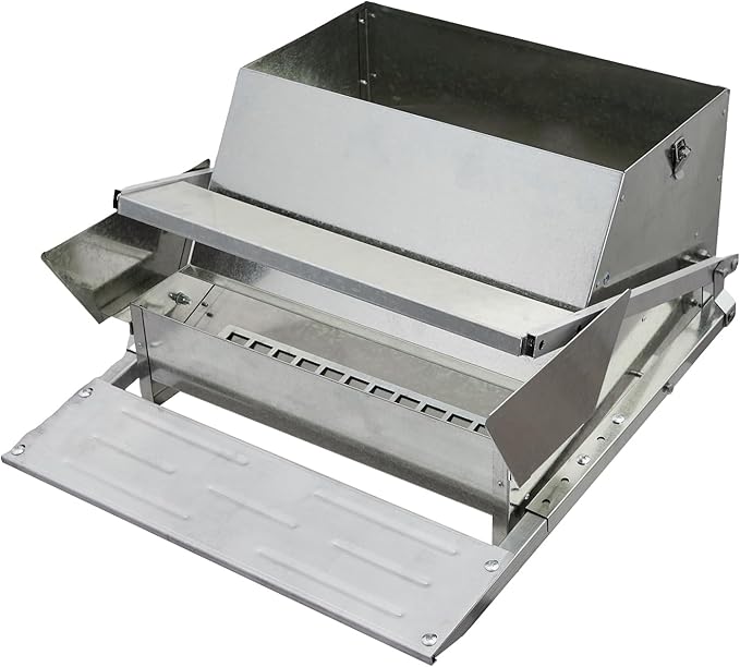 Automatic Chicken Feeder - Heavy-Duty Galvanized Steel 27 LB Large Chicken Feeders - No-Waste Poultry Feeder, Rat Proof, Spill Proof, Standard Size 6 Chickens 10 Days