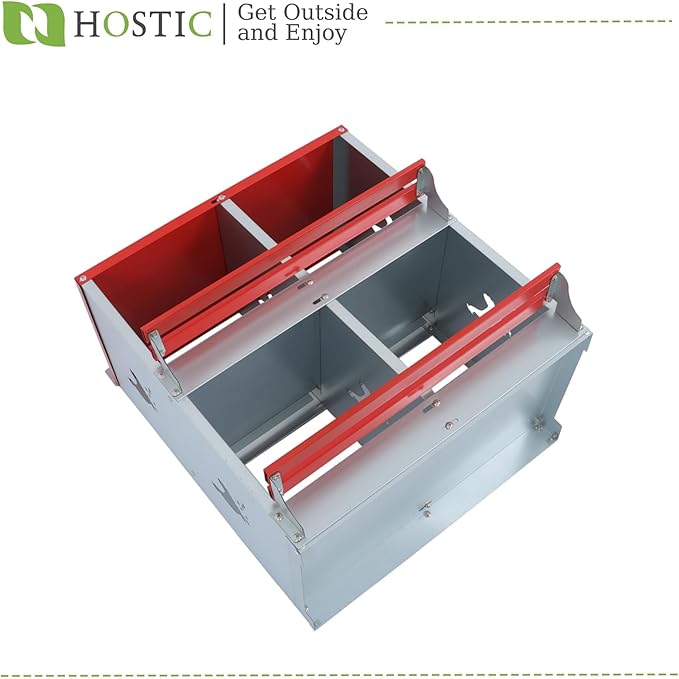 HOSTIC Chicken Nesting Boxes 4 Compartment Metal Poultry Nest Box Wall Mount for Chickens Hens Ducks Large Vented Holes