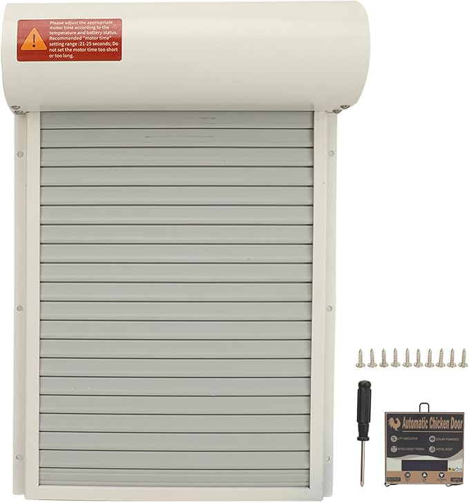 Automatic Chicken Coop Door Opener Battery Powered Timer LED Display with Programmable Controller for Chicken Duck Goose Poultry Coop (White)