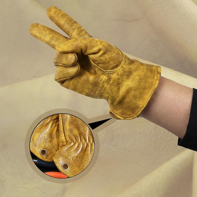 Heavy Duty leather work Gloves,Safety Cowhide Leather Garden Working Gloves for Men/Women,Driving,Yard work