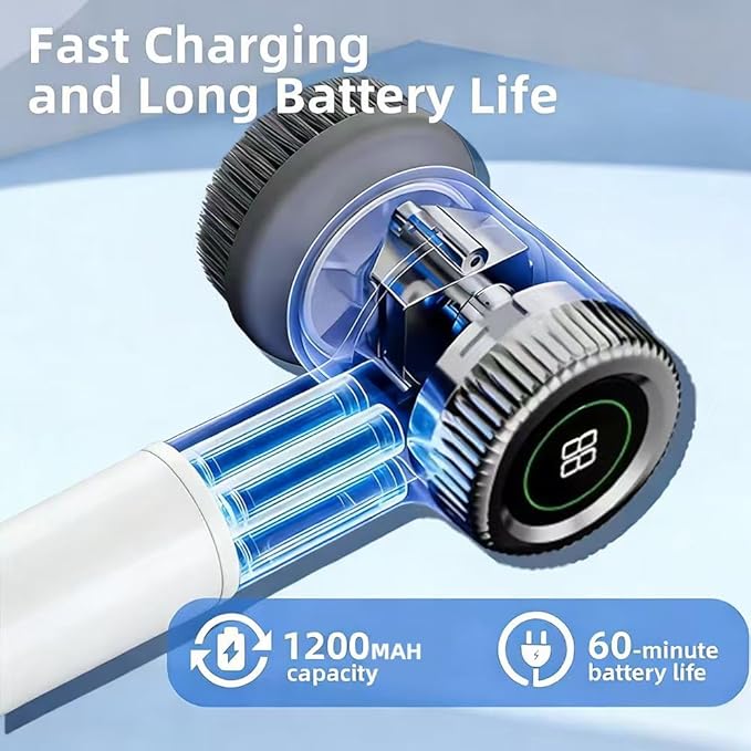 Layver Electric Egg Cleaner Brush Rechargeable Powerful Egg Washer for Fresh Eggs & Vegetable Brush with Battery Level Display,3 Speed Settings + 5 Replaceable Heads,Waterproof Design (White)
