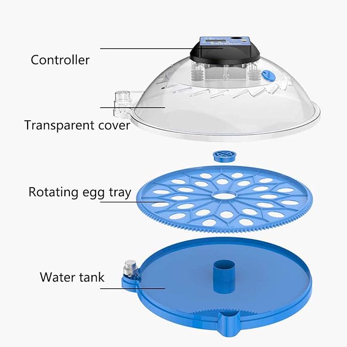 Egg Incubators, Round Poultry Hatcher, Automatic Temperature Control Digital Display Incubator, for Hatching Chick Duck Goose Pigeon Quail Bird Eggs (12 Pieces)