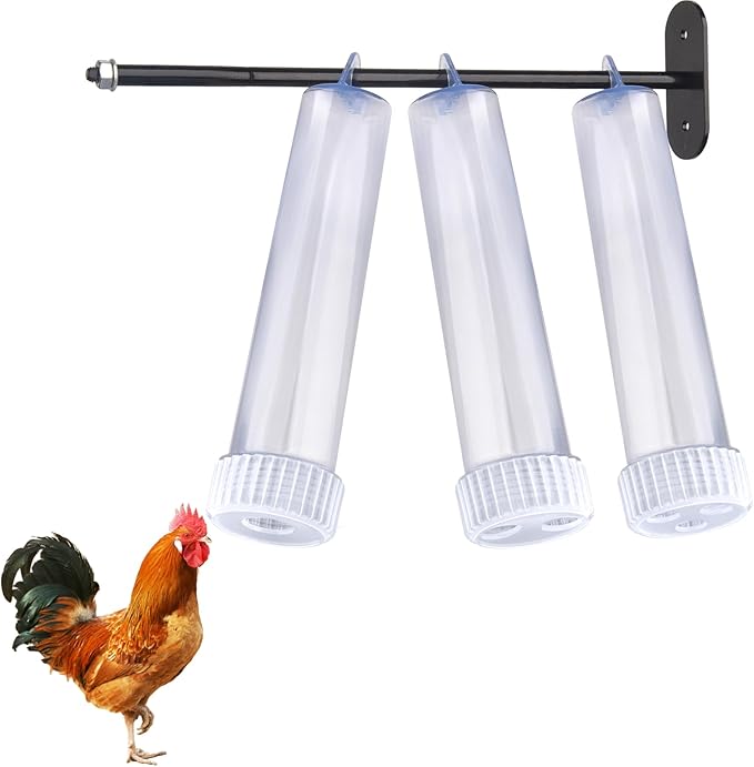 Upgraded Chicken Treat Dispenser, Indoor/Outdoor Wall-Mounted Chicken Treat Feeders, 3 Clear Treat Tubes with Different Types, Easy to Install&Add Food, Fits for Small, Medium&Large Treats