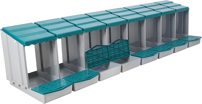 Chicken Nesting Box, 8 Compartments PP Nesting Box, Wall Mountable Nesting Boxes with Inclined Top, Drain Holes & Resting Platform for Chicken and Poultry to Collect Eggs