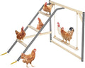PETSFIT Chicken Perch for Coop-Solid Wood and Rustproof Iron Roosting Bar with Swing - Ideal for Backyard Poultry, Chicken Coops, and Farms-Easy to Assemble and Clean