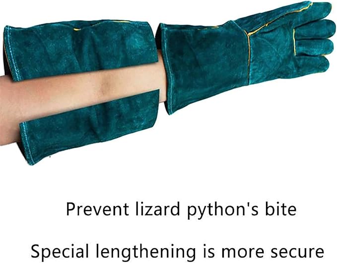 Animal Handling Gloves Bite Resistant, 23.6'' Anti Scratch Glove for Cats, Multipurpose Bite Proof Leather Pet Gloves for Grabbing Cat Reptile Puppy Bird Poultry or Gardening Welding
