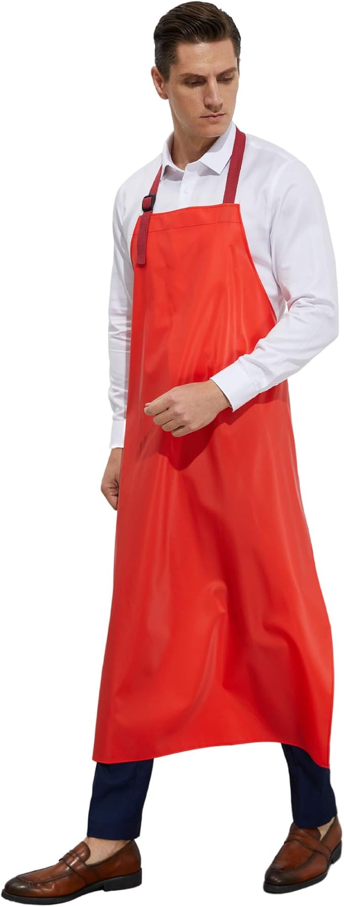 Waterproof Vinyl Long Apron - Lined Linen, Chemical Resistant Work Apron Safe Cloth