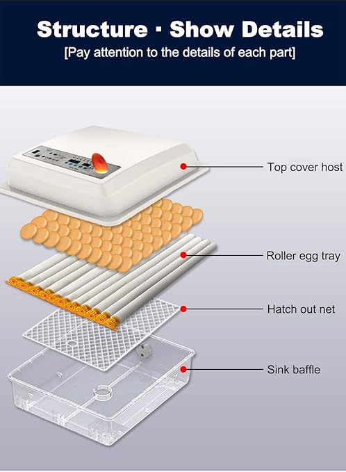 JAEDO Automatic Egg Incubator 150~180 Egg Incubator Digital Automatic Hatcher with Egg Turning for Chickens Ducks Goose Birds