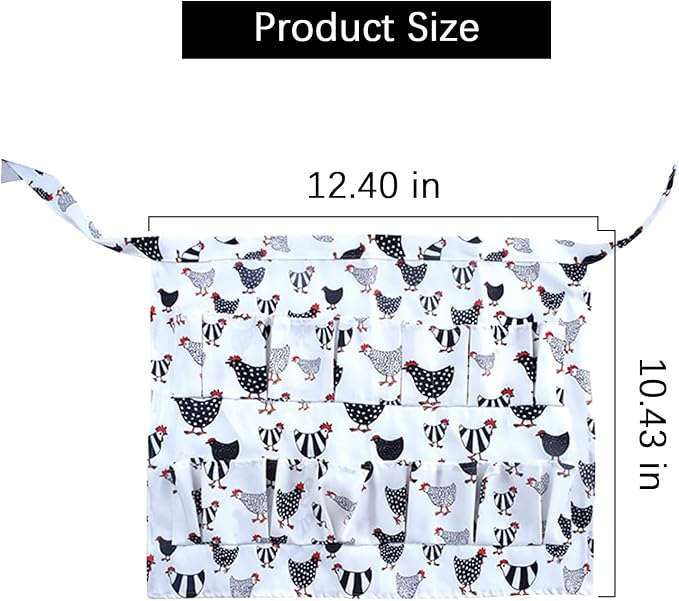 Egg Collecting Apron Chicken Egg Apron for Fresh Eggs Holder Deep Pocket Gifts for People with White Medium