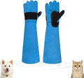 23.43inch Animal Handling Gloves, Animal Control Gloves Bite Resistant Snake Proof Cowhide Reinforced Leather Protection Dog Training Glove for Cats Scratch Reptiles Birds Falcon Grabbing