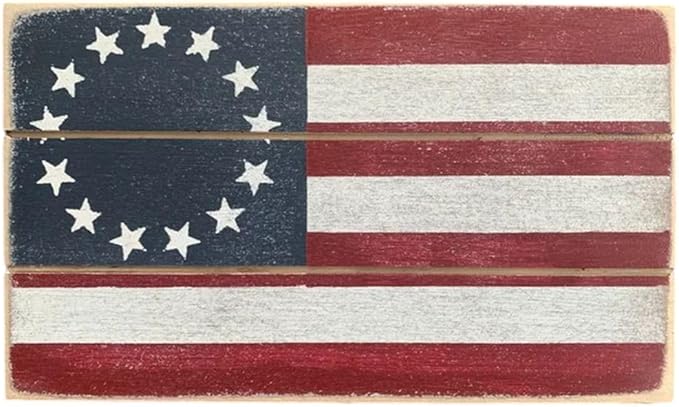 Farmisms 5x3 Inspirational Wooden Rustic Country Signs for Country Farm Living –Betsy Ross Flag