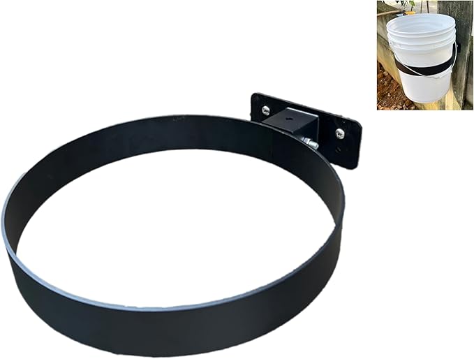 5-Gallon Bucket Holder, Wall-Mounted Istallation,Applicable to Courtyards, Warehouses, and Horse Farms (Excluding Buckets) (Black 1 PCS)
