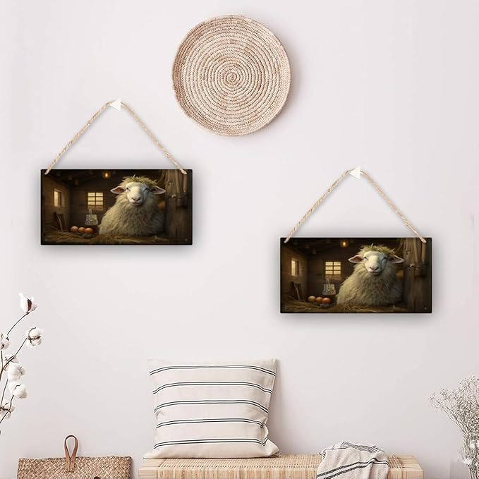 Rustic Barn yard Serenity Wooden Hanging Signs,Cozy Wall Art for Farmhouse Kitchen Decor,Vintage poster for Living Room,Outdoor Garden,Charming Gift for Country Home Décor Enthusiast 6x12inch