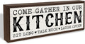Kitchen Wood Sign, Come Gather In Our Kitchen, Rustic Framed Hanging Sign, Wall Decor Art, Modern Farmhouse Home Decor, Modern Kitchens Decoration 9.5x3.1x1 inches