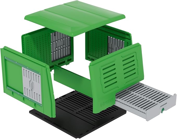 Durable Plastic Tall Chicken Coop with Run Outdoor - Portable Easy Assembly Chicken House with Insulated Besting Boxes, Waterproof Cover, Clean Drawer, Mobile Wheels (Standard)