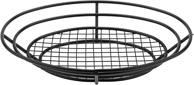 G.E.T. 4-38814 Black Oval Metal Wire Basket Iron Powder Coated Wire Baskets Collection
