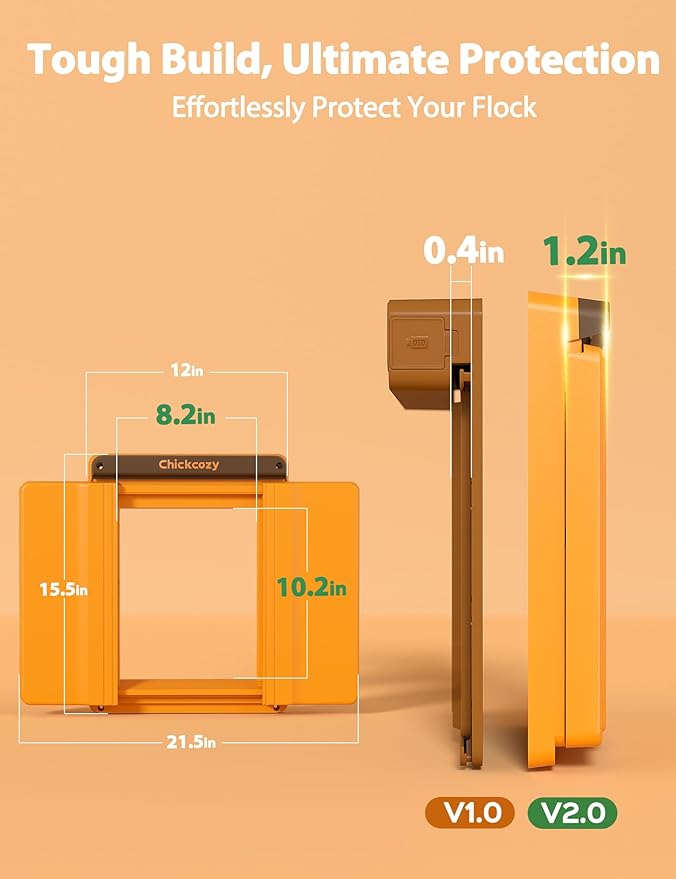 Solar-Powered Automatic Chicken Coop Door, Dual Motor Coop Door with Light Sensor, Timer & Manual Mode, Chicken Opener with Anti-Pinch System, Detachable Controller, Dual Power Options, Weatherproof