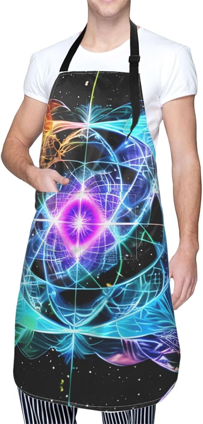 Multidimensional Space Heavy Duty Waterproof Apron with Pockets for AdultsResistant Grilling, Gardening, Painting